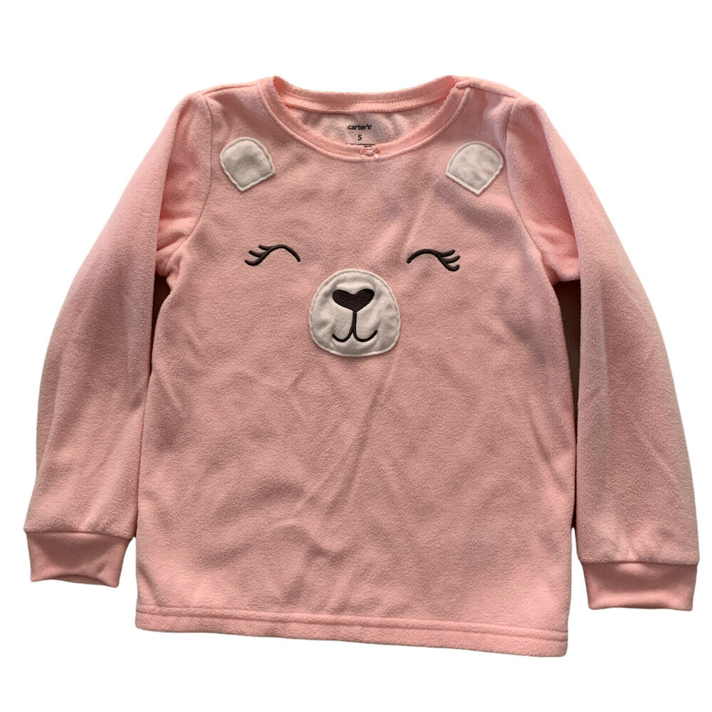 Carters Fleece Polar Bear Top Sleepshirt Size 5 Girls Pink Flame Resistant Baby